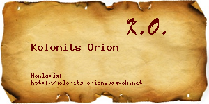 Kolonits Orion névjegykártya